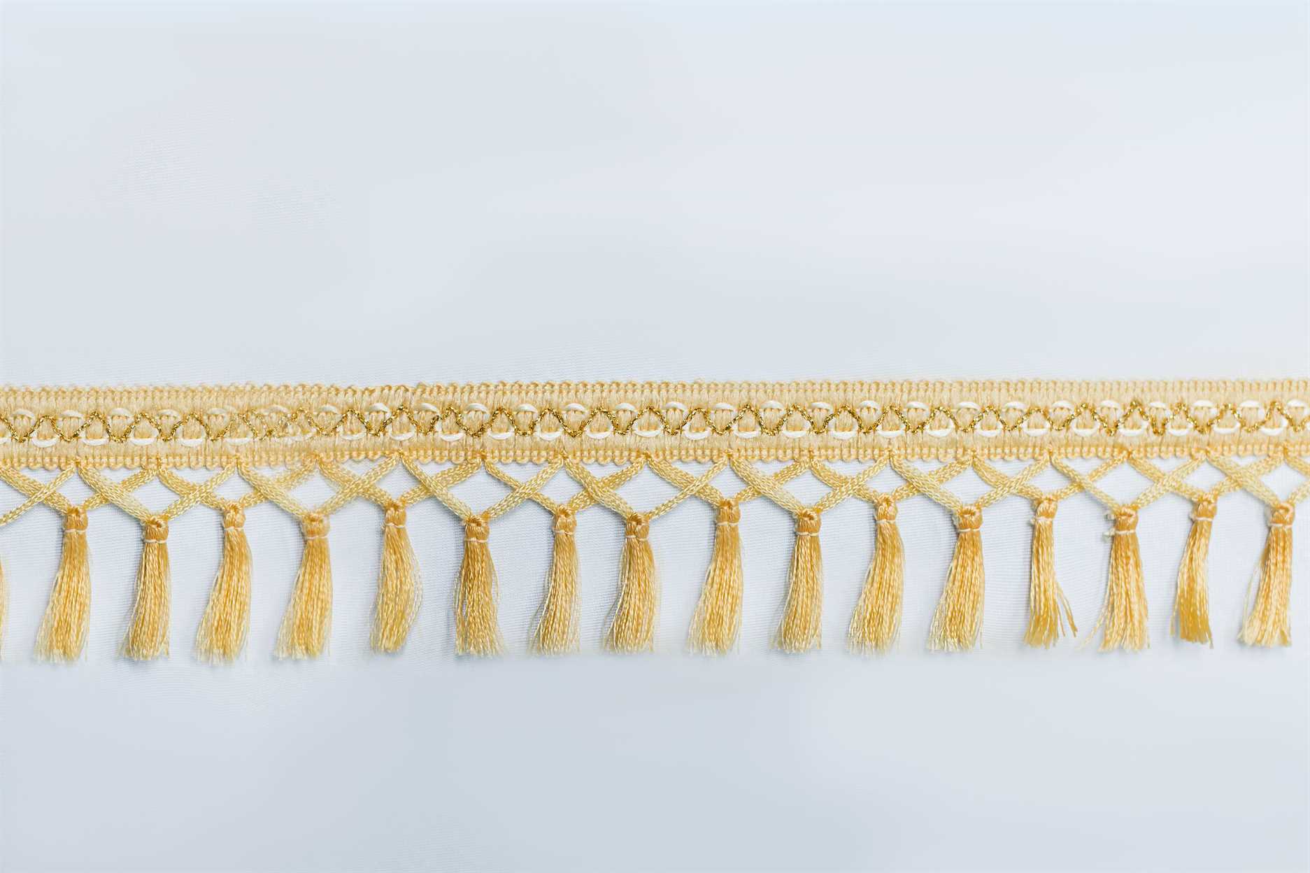 Бахрома с люрексом жёлтая с узором